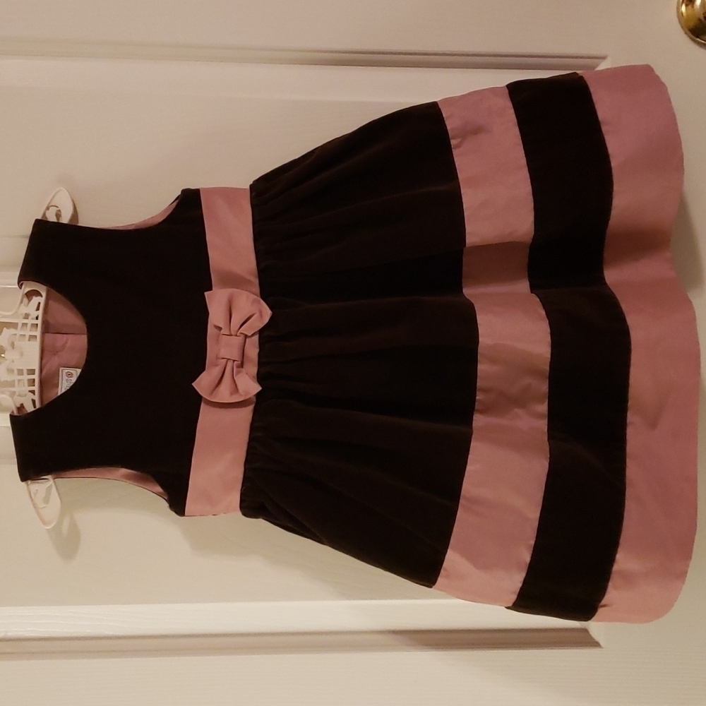 𝅺samantha Says Brown and Pink Velvet  Dress